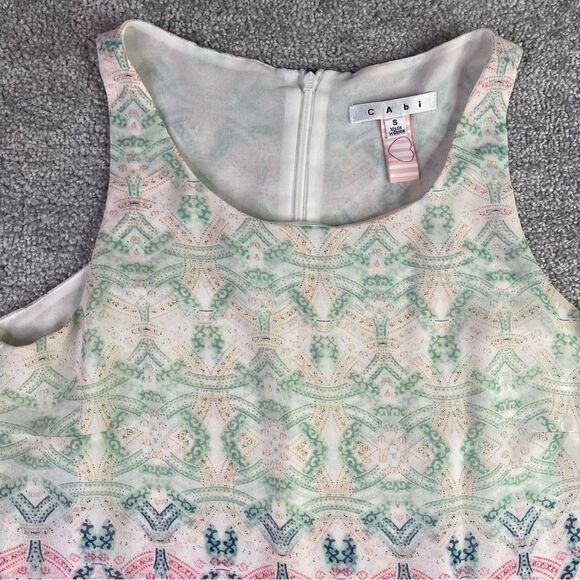 Cabi Sleeveless Top Women's Small Multicolor Mosaic Print Lightweight Lined - Picture 1 of 13